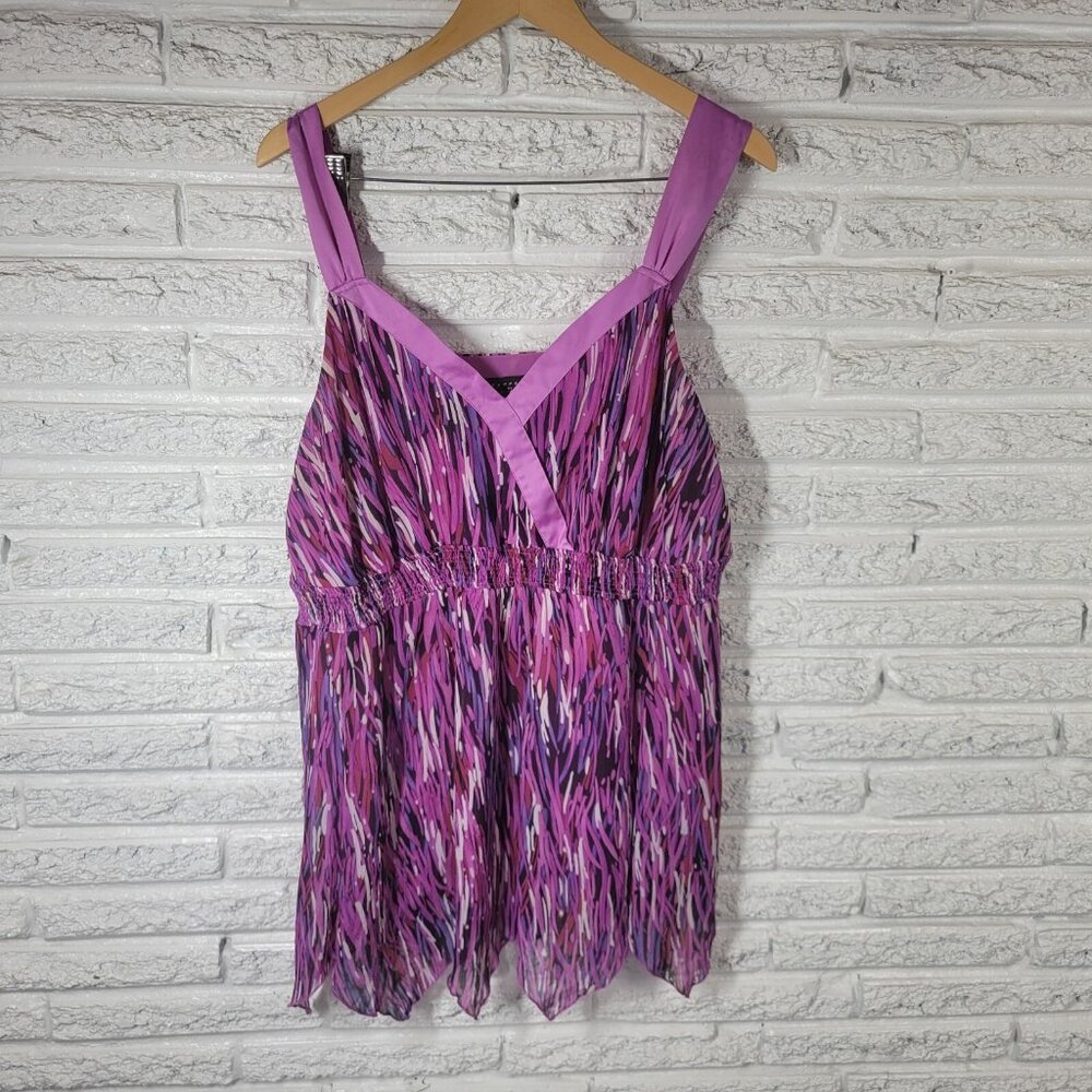 NYC Design Womens Plus 22 Purple Watercolor Handkerchief Hem Swing Tank WAT34E